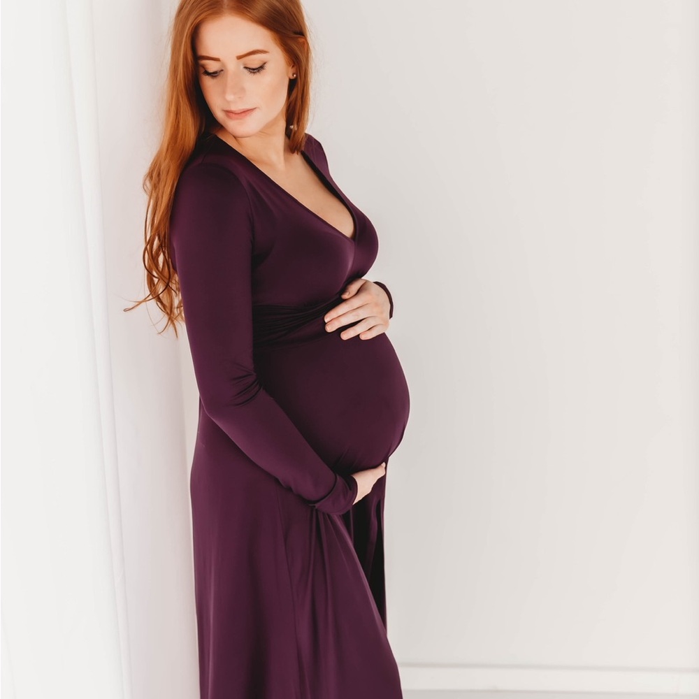 Elegant Purple Maxi Maternity Dress